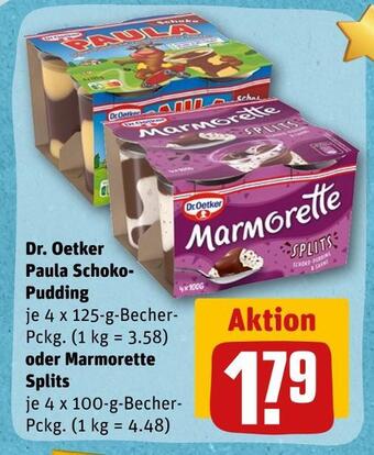 REWE Dr. oetker paula schoko-pudding oder marmorette splits Angebot