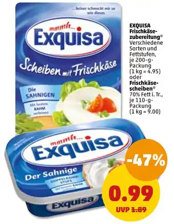 PENNY Exquisa frischkäsezubereitung oder frischkäsescheiben Angebot