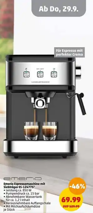 PENNY Emerio espressomaschine mit siebträger es-124775 Angebot