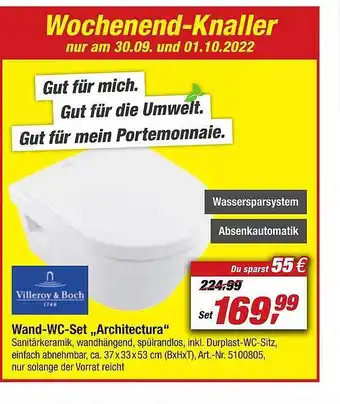 toom Baumarkt Wand-wc-set „architectura“ Angebot