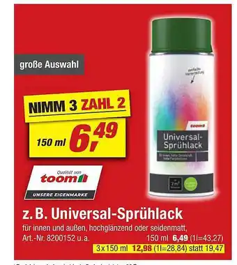 toom Baumarkt Toom z.b. universal-sprühlack Angebot