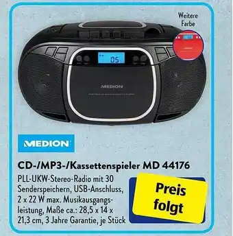 Aldi Süd Medion cd-mp3-kassettenspieler md 44176 Angebot