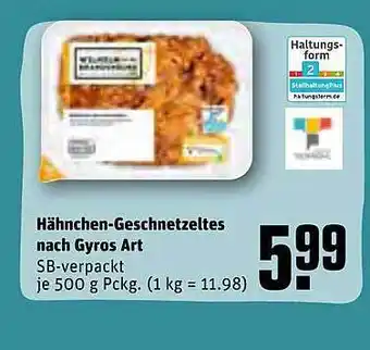 REWE Hähnchen-geschnetzeltes nach gyros art Angebot