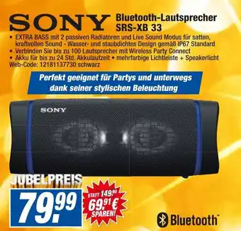 HEM Expert Sony Bluetooth Lautsprecher SRS XB 33 Angebot