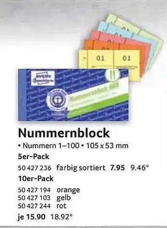 Selgros Nummernblock Angebot