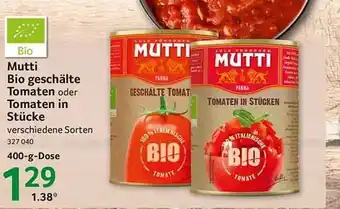 Selgros Mutti bio geschälte tomaten oder tomaten in stücke Angebot