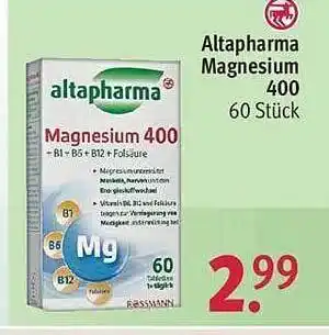 Rossmann Altapharma magnesium 400 Angebot