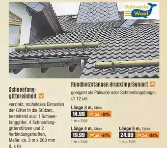 V Baumarkt Schneefanggittereinheit oder rundholzstangen druckimprägniert Angebot