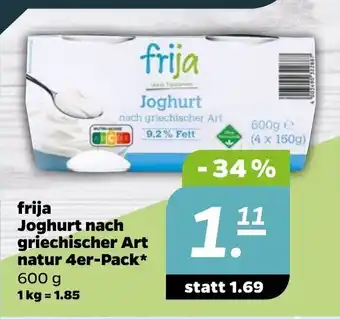 NETTO Frija Joghurtnach griechischer Art natur 4st, 600g Angebot