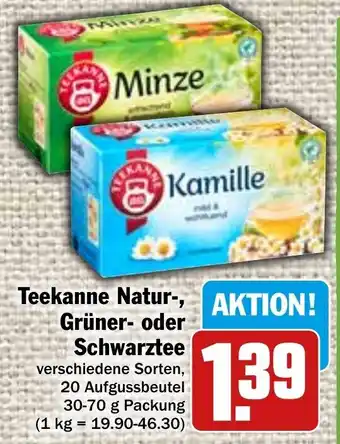 Hit Teekanne Natur-, Grüner- oder Schwarztee 30-70 g Packung Angebot