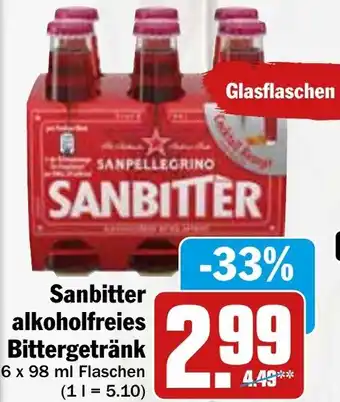 Hit Sanbitter alkoholfreies Bittergetränk 6 x 98 ml Angebot