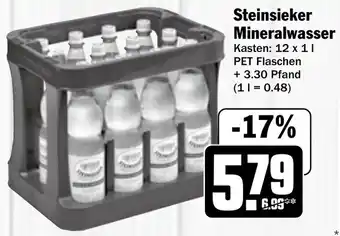 Hit Steinsieker Mineralwasser 12 x 1 l Angebot