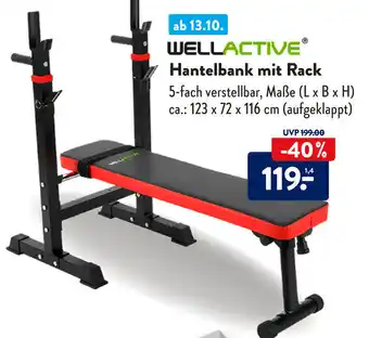 Aldi Süd Wellactive Hantelbank mit Rack Angebot