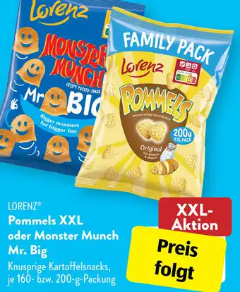 Aldi Süd Lorenz Pommels XXL oder Monster Munch Mr. Big 160-200 g Packung Angebot