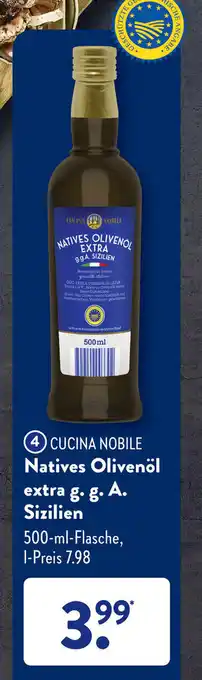 Aldi Süd Cucina Nobile Natives Olivenöl Extra g.g.A. Sizilien 500 ml Flasche Angebot