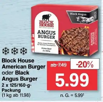 Famila Nord West Block House American Burger oder Black Angus Burger 2x125/160 g Packung Angebot