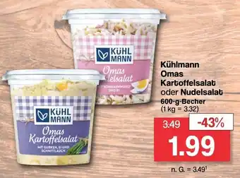 Famila Nord West Kühlmann Omas Kartoffelsalat oder Nudelsalat 600 g Becher Angebot