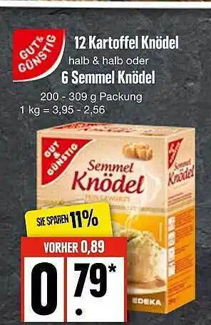 Edeka Gut & günstig 12 kartoffel knödel oder 6 semmel knödel Angebot