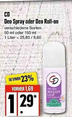 Edeka Cd deo spray oder deo roll-on Angebot