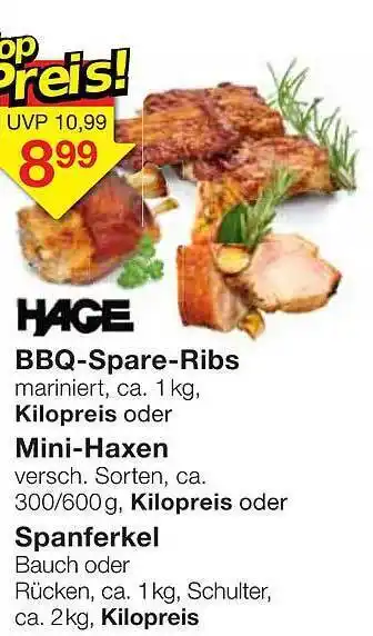 Jawoll Hage bbq-spare-ribs oder mini-haxen oder spanferkel Angebot