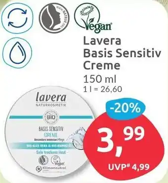 Budni Lavera Basis Sensitiv Creme 150 ml Angebot