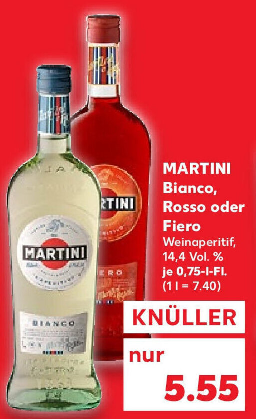 Martini Bianco, Rosso oder Fiero 0,75 L Fl. Angebot bei Kaufland