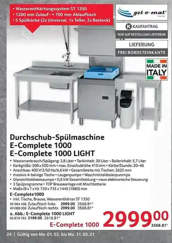 Selgros Durchschub-Spülmaschine E-Complete 1000 E-Complete 1000 Light Angebot