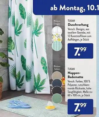 Aldi Süd Tukan duschvorhang noppen-badematte Angebot