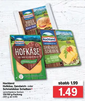 Famila Nord West Hochland Hofkäse, Sandwich oder Schmelzkäse Scheiben 130/150g Angebot