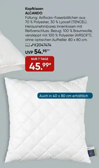 Galeria Billerbeck Kopfkissen Alcando Angebot