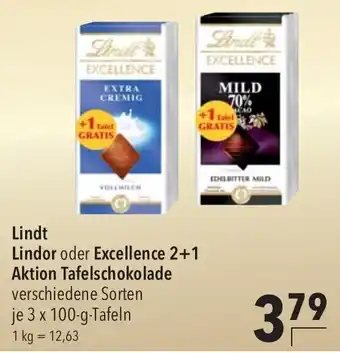 CITTI Markt Lindt Lindor oder Excellence 2+1 Aktion Tafelschokolade 3x100 g Tafeln Angebot