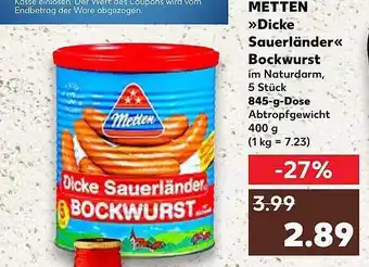 Kaufland Metten „dicke sauerländer“ bockwurst Angebot