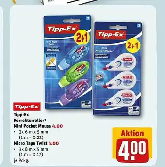 REWE Tipp-ex korrekturroller mini pocket mouse, micro tape twist Angebot