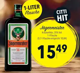 CITTI Markt Jägermeister Kräuterlikör 1 L Flasche Angebot