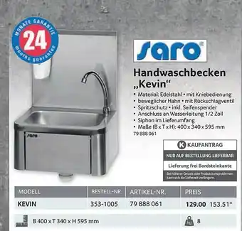 Selgros Saro Handwaschbecken ,,Kevin" Angebot