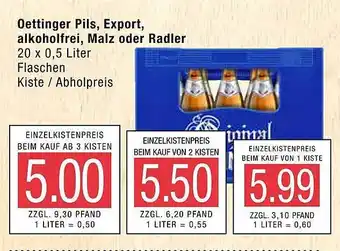 Marktkauf Oettinger pils, export, alkoholfrei, malz oder radler Angebot