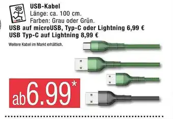 Marktkauf Usb-kabel, usb auf microusb, typ-c oder lightning oder usb typ-c auf lightning Angebot