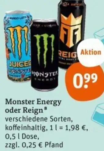 tegut Monster Energy oder Reign 0,5 L Dose Angebot