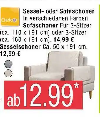 Marktkauf Sessel- oder sofaschoner, sofaschoner oder sesselschoner Angebot