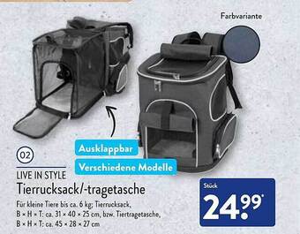 Aldi Nord Live in style tierrucksack -tragetasche Angebot