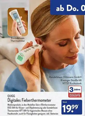 Aldi Nord Quigg digitales fieberthermometer Angebot
