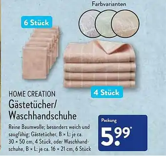 Aldi Nord Home creation gästetücher waschhandschuhe Angebot