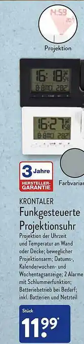 Aldi Nord Krontaler funkgesteuerte projektionsuhr Angebot