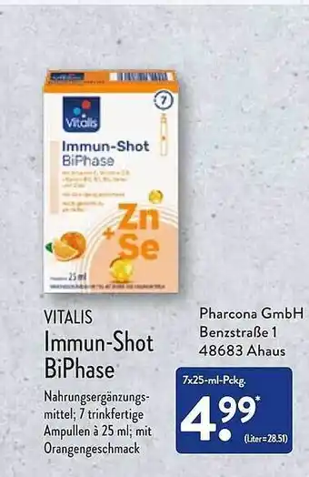 Aldi Nord Vitalis immun-shot biphase Angebot