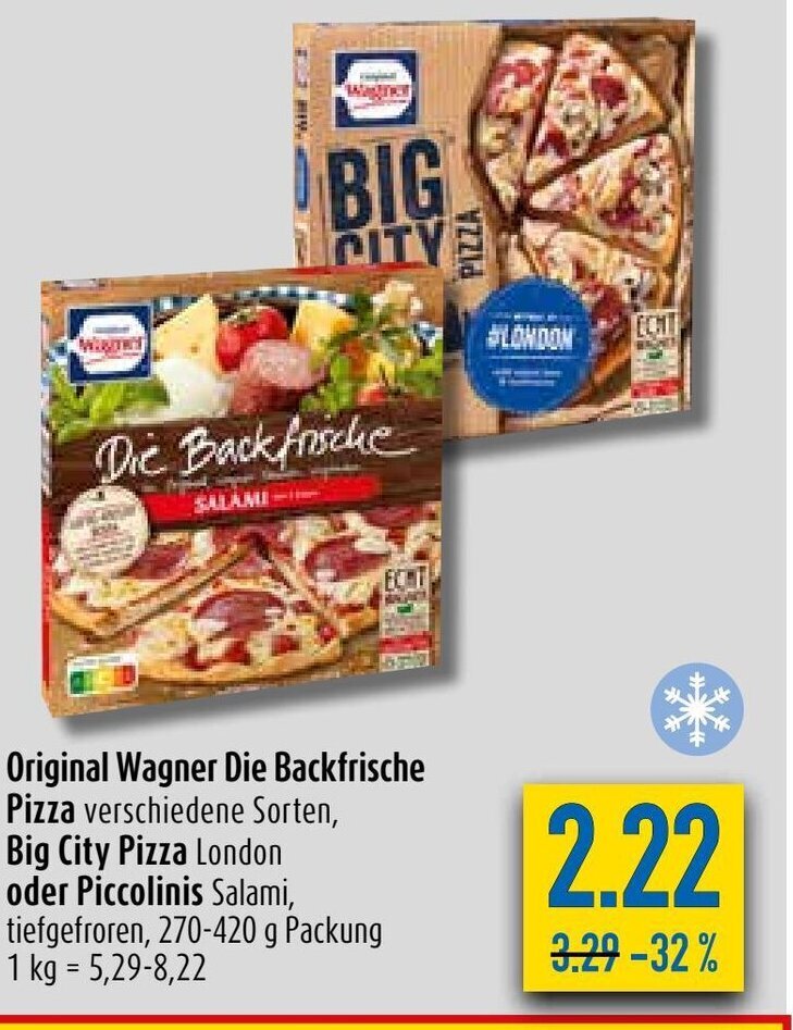 Original Wagner Die Backfrische Pizza, Big City Pizza o. Piccolinis 270