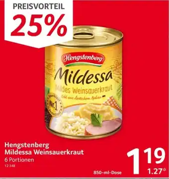 Selgros Hengstenberg Mildessa Weinsauerkraut 850 ml Angebot