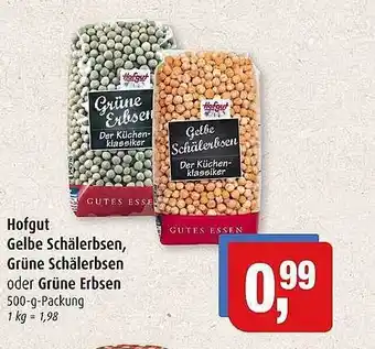 Markant Markt Hofgut gelbe schälerbsen, grüne schälerbsen oder grüne erbsen Angebot