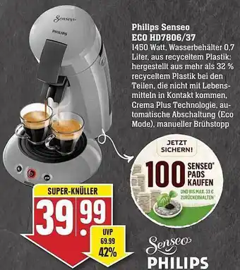 Edeka Philips senseo eco hd7806-37 Angebot