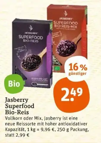 tegut Jasberry Superfood Bio-Reis 250 g Packung Angebot