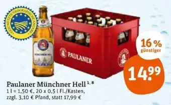 tegut Paulaner Münchner Hell 20 x 0,5 l Fl. Angebot